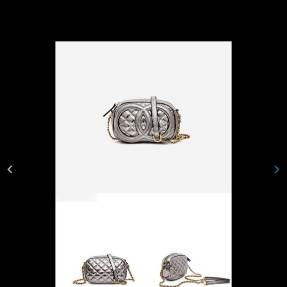 Chain Solid Grid Cowhide Leather Shoulde Crossbody - Picture 2 of 12